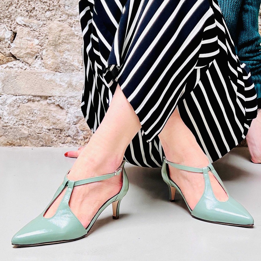 Hot La Gatta Con Gli Stivali Celebro Mint Parade Decollete With Handmade Mint Nappa Heel