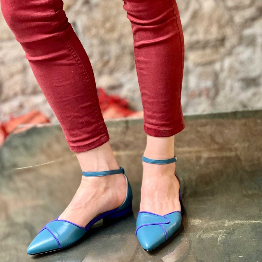 Online La Gatta Con Gli Stivali Wrap Blue Ballerina With Tuscan Artisan Profiled Blue Nappa Heel