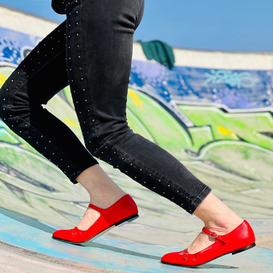 Wholesale La Gatta Con Gli Stivali Cayman Red Ballerina Bag In Handcrafted Red Nappa