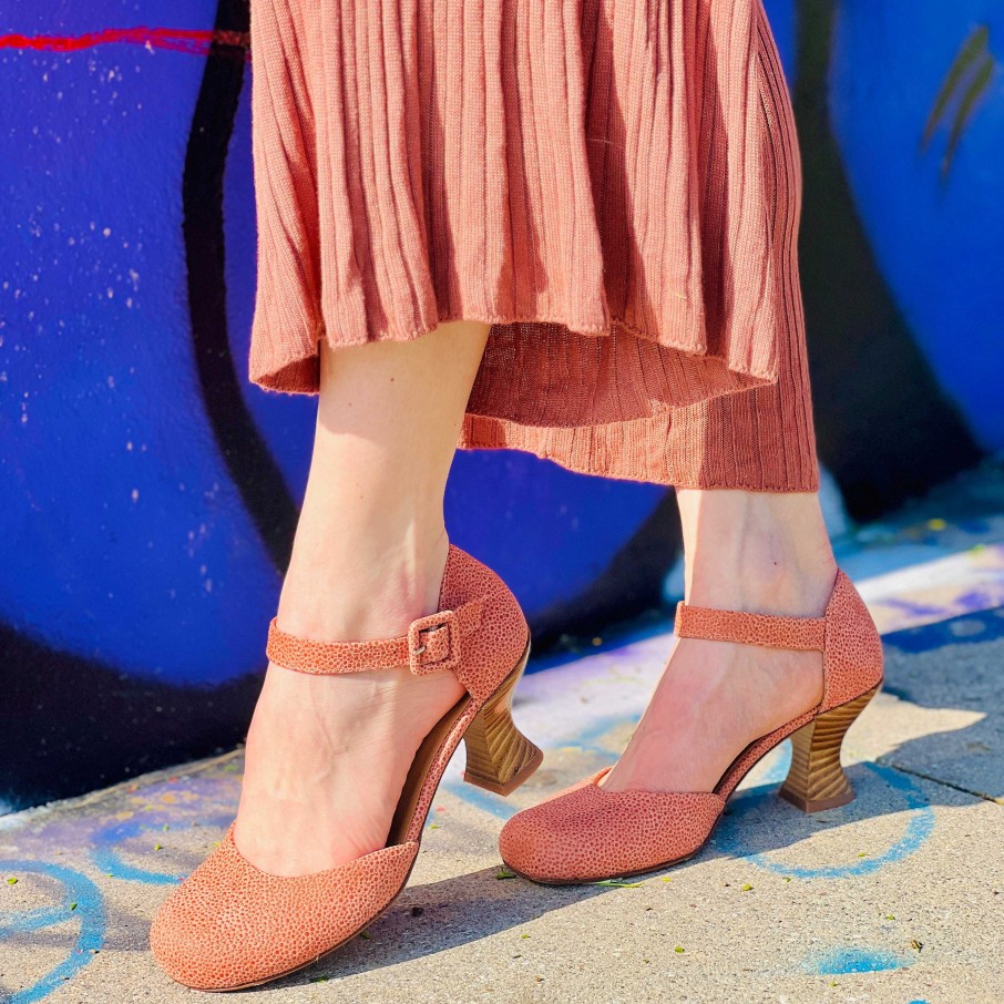 Online La Gatta Con Gli Stivali Zoe Baby Decollete In Pink Suede With Drop With Strap Heel 7 Cm Handcrafted