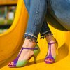 New La Gatta Con Gli Stivali Potter Green Tango Shoe 8Cm Heel In Handcrafted Mint Green And Purple Nappa