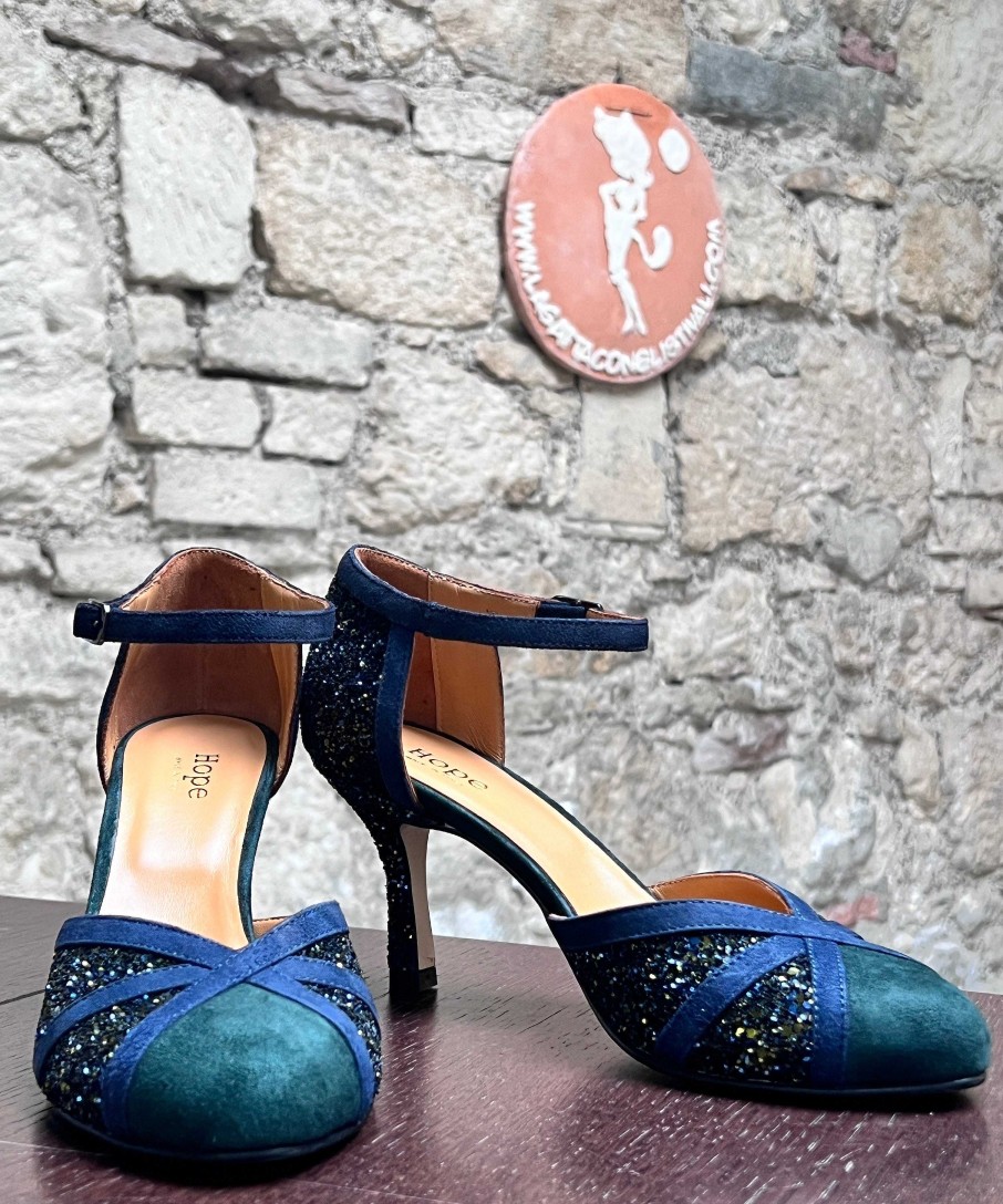 Best La Gatta Con Gli Stivali Lilith Glitter Maryjane In Suede And Glitter Heel 7 Cm. Handcrafted Tango Style