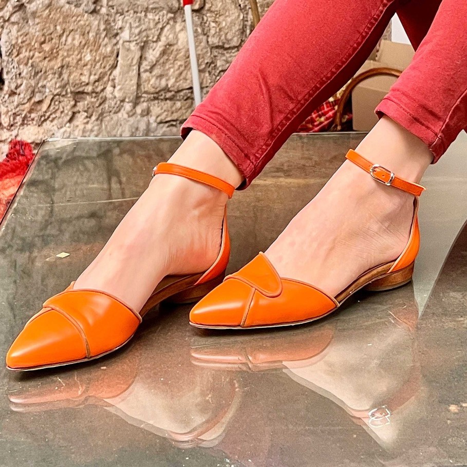 Best La Gatta Con Gli Stivali Wrap Orange Ballerina With Tuscan Artisan Profiled Orange Nappa Heel