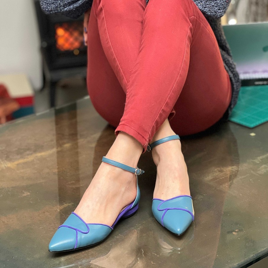 Online La Gatta Con Gli Stivali Wrap Blue Ballerina With Tuscan Artisan Profiled Blue Nappa Heel