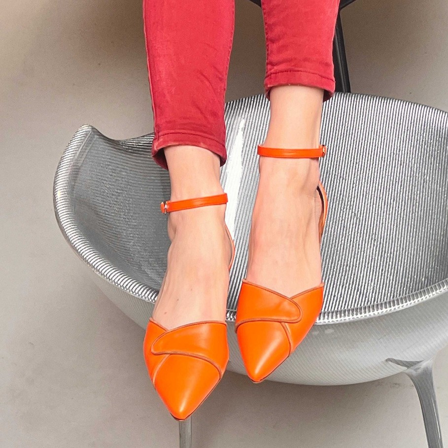 Best La Gatta Con Gli Stivali Wrap Orange Ballerina With Tuscan Artisan Profiled Orange Nappa Heel