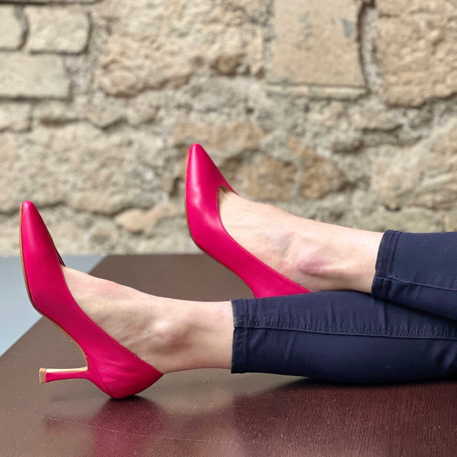 Online La Gatta Con Gli Stivali Tokyo Fuchsia Decollete In Cyclamen Nappa Pointed Toe Heel 7 Cm Handcrafted From The Marche Region